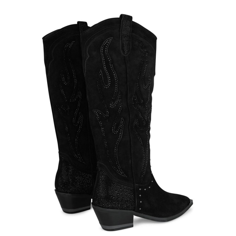 Bottes Cowboy Alma En Pena Embellished With Rhinestones Blanche Noir Femme | QXT-78665946